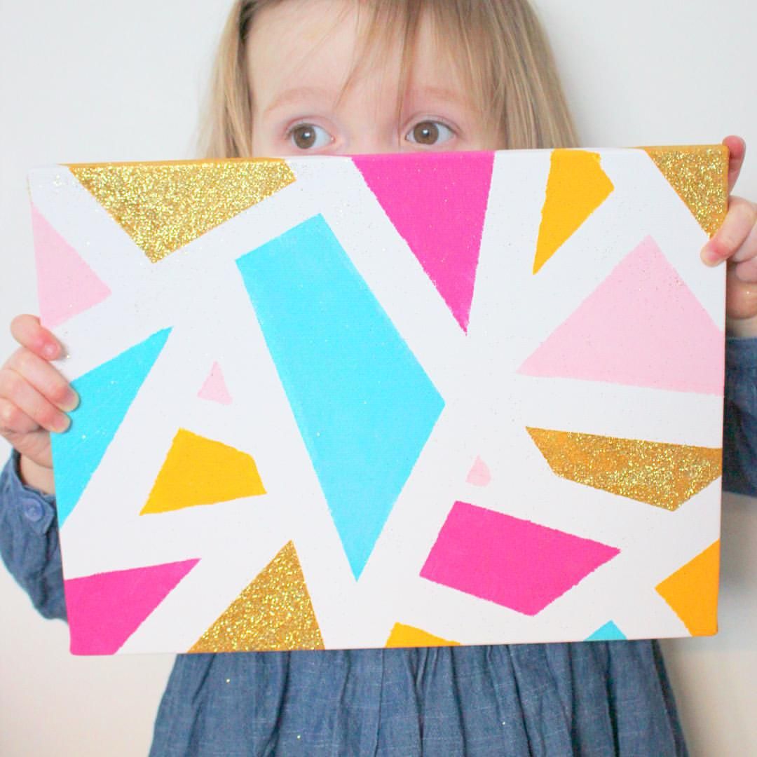 Geometric Rainbow Art using Masking Tape